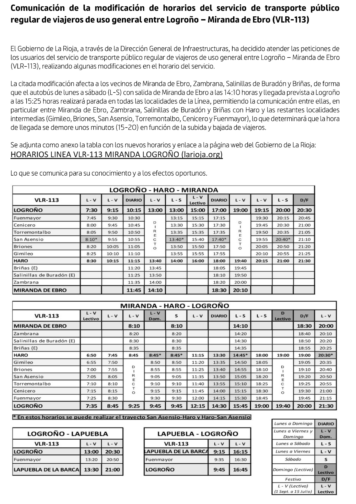 20240116 Modif horarios transporte Logroño Miranda
